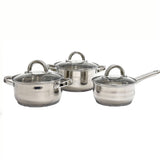 Set Oale din Inox 3 Piese cu Capace din Sticlă – Compatibile Inducție, Rezistente și Durabile
