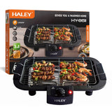 Grătar Electric HALEY HY-8611, 2000W, Grill de Masă cu Temperatură Reglabilă, Grătar Detașabil, Încălzire Rapidă, Suprafață Antiaderentă, Negru