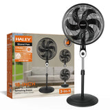 Ventilator cu Picior HALEY HY-6016, 18 Inch, 6 Pale, 3 în 1 (Podea/Masă), 3 Trepte de Viteză, Oscilație Orizontală, Înălțime Reglabilă, Motor Puternic și Silențios, Negru