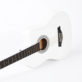 Chitară acustică 4/4 albă, 38″, lemn de tei și 6 corzi nailon