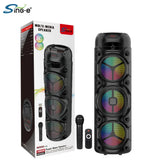 Boxă Portabilă Bluetooth Sing-e ZQS8308 400W PMPO, Acumulator 6000mAh, Microfon Wireless Inclus, RGB LED, TWS, FM Radio, USB, TF Card, Telecomandă, Karaoke