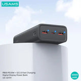 Baterie externă USAMS, 30000mAh, 22.5W Fast Charge cu display LED