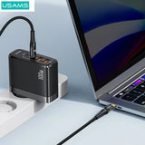 Cablu de Date & Încărcare Rapidă USAMS Shadow Series, USB-C la USB-C, 100W PD, Display Digital LED, Nylon Împletit, 1.2m