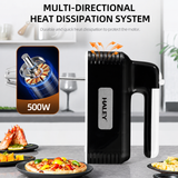 Mixer de Mână HALEY HY-1689, 500W, 5 Trepte de Viteză, Teluri și Cârlige pentru Frământare, Sistem de Detașare Rapidă, Negru