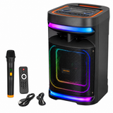 Boxă Portabilă Karaoke KOLAV M840, 8", Bluetooth, 400W, Bass Puternic, Microfon Wireless, RGB LED, USB/TF/AUX, Telecomandă, Acumulator Reîncărcabil