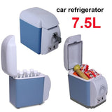 Frigider auto portabil AT PERFORMANCE® 7.5L, 12V, funcție de răcire și încălzire, compact, cu LED, ideal pentru mașină, camping și birou – Alb/Albastru