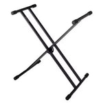 Stativ pentru Orga, Inaltime si Latime Ajustabile, Capacitate Maxima 25 Kg, Insertii de Cauciuc, Constructie In X, Picioare Anti-alunecare, Design Clasic, Negru