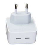 Adaptor priză 220V, 35W, cu 2 porturi USB-C, alb
