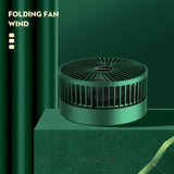 Ventilator portabil telescopic cu 3 viteze AT PERFORMANCE®, USB, silențios, montabil pe perete sau masă – Verde, reglabil 180°, compact pentru birou, camping și călătorii