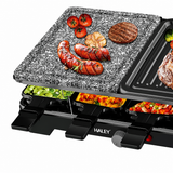Grill Electric Multifuncțional HALEY HY-8610, 10 în 1, 1500W, Raclette cu 8 Tăvițe, Placă Grill și Piatră pentru Gătit, Temperatură Reglabilă