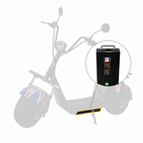 Acumulator Li-Ion pentru Scuter Electric, 60V 20Ah, 1200Wh, Carcasă Metalică, Mâner pentru Transport, 33 × 19 × 8 cm