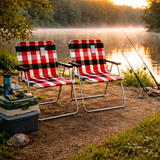 Set 2 scaune pliabile pentru camping și grădină, cadru oțel