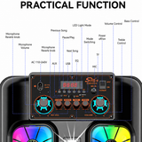 Boxă Portabilă Karaoke Sing-e ZQS12213, Bluetooth, 2x12", 80W, Microfon Wireless, LED RGB, USB/TF/AUX, Telecomandă, Acumulator 5000mAh