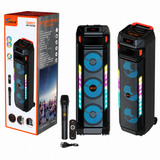 Boxă Portabilă Karaoke Sing-e ZQS8317, Bluetooth, 3 Difuzoare 8", 60W, Microfon Wi-Fi Inclus, Telecomandă, LED RGB, Acumulator 4500mAh