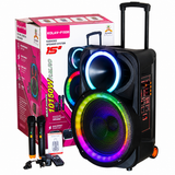 Boxă Portabilă Karaoke KOLAV-F1530, 15", 400W, Bluetooth, 2 Microfoane Wireless, RGB LED, USB/TF, FM, Baterie Reîncărcabilă