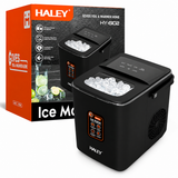 Mașină de Gheață Haley HY-6102, 100W, 12 Kg/24h, 9 Cuburi/Ciclu, Rezervor 1.8L, 2 Dimensiuni Gheață, Producție Continuă, Negru