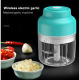 Mini tocator electric At Performance, 45W, pentru usturoi, legume, fructe, nuci, piure, cu incarcare pe USB, Acumulator, capacitate 250 ml, Albastru deschis