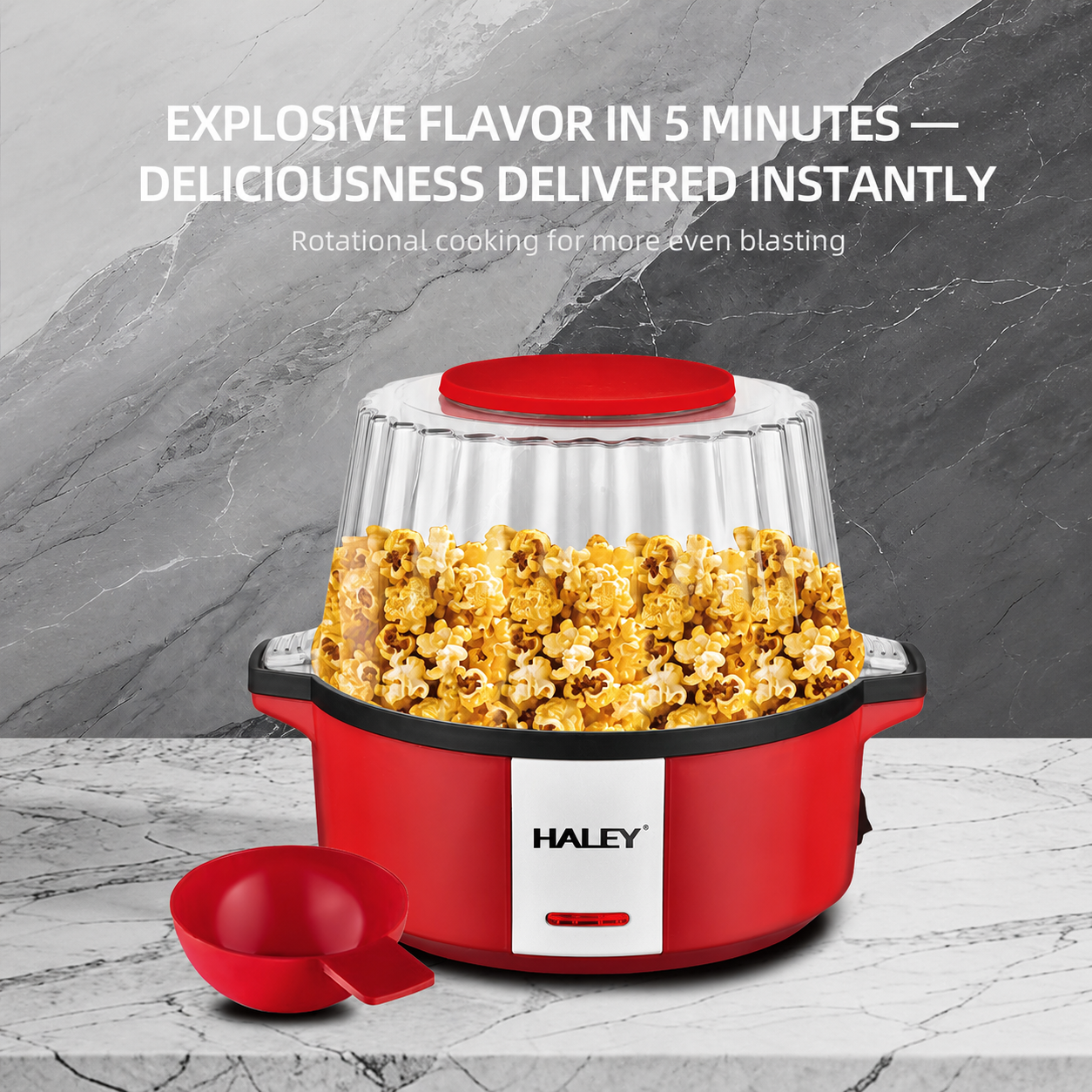 Aparat pentru Popcorn HALEY® HY-6202, 700W, 60g, Tehnologie cu Aer Cald, Fără Ulei, Popcorn în 3 Minute