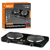 Plită Electrică HALEY cu 2 Zone de Gătit – 2000W, Timer, Protecție la Supraîncălzire, Design Inoxidabil Elegant, Negru