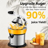 Storcător Electric pentru Citrice Haley HY-2954, 800W, Recipient 400 ml, Sistem cu Pârghie, Carcasă Inox, Randament Ridicat, Argintiu
