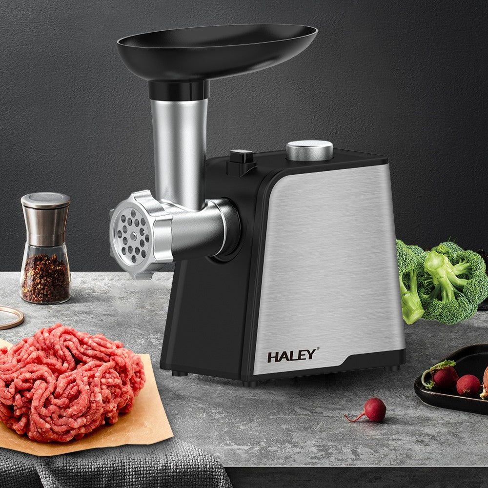 Mașină de Tocat Carne HALEY 2000W, Oțel Inoxidabil, Cutter cu Torsiune Mare, Ușor de Curățat, Port Mare pentru Alimentare