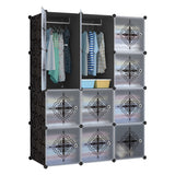 Dulap modular pentru copii, Negru, AT PERFORMANCE®, 12 rafturi