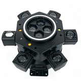 Moving Head LED Bee-Eye cu 6 Beam-uri Mobile, Laser Roșu și Verde, Stroboscop Dublu și Bandă LED RGB – Control DMX512 26 Canale, Master/Slave, Auto-Run și Sound Active pentru Club, DJ, Nunți și Evenimente