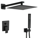 Sistem de Cadă-Duș negru mat, montaj pe perete, cap ploaie 10” și pară de duș, presiune înaltă