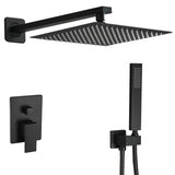 Sistem de Cadă-Duș negru mat, montaj pe perete, cap ploaie 10” și pară de duș, presiune înaltă