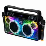 Boxă Portabilă Karaoke KOLAV D2661 X-BASS, 400W, Bluetooth 5.2, 2x6", 2 Microfoane Wireless, RGB LED, USB/TF/AUX, Telecomandă, Acumulator 4000mAh, Bass puternic