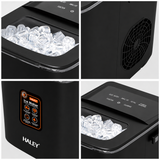 Mașină de Gheață Haley HY-6102, 100W, 12 Kg/24h, 9 Cuburi/Ciclu, Rezervor 1.8L, 2 Dimensiuni Gheață, Producție Continuă, Negru