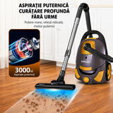 Aspirator Cu Sac HALEY HY-951, 3000W, Putere De Aspirare ≥500W, Sac 4L, Filtru HEPA, Putere Reglabilă, Cablu 6,5 m, Negru/Auriu