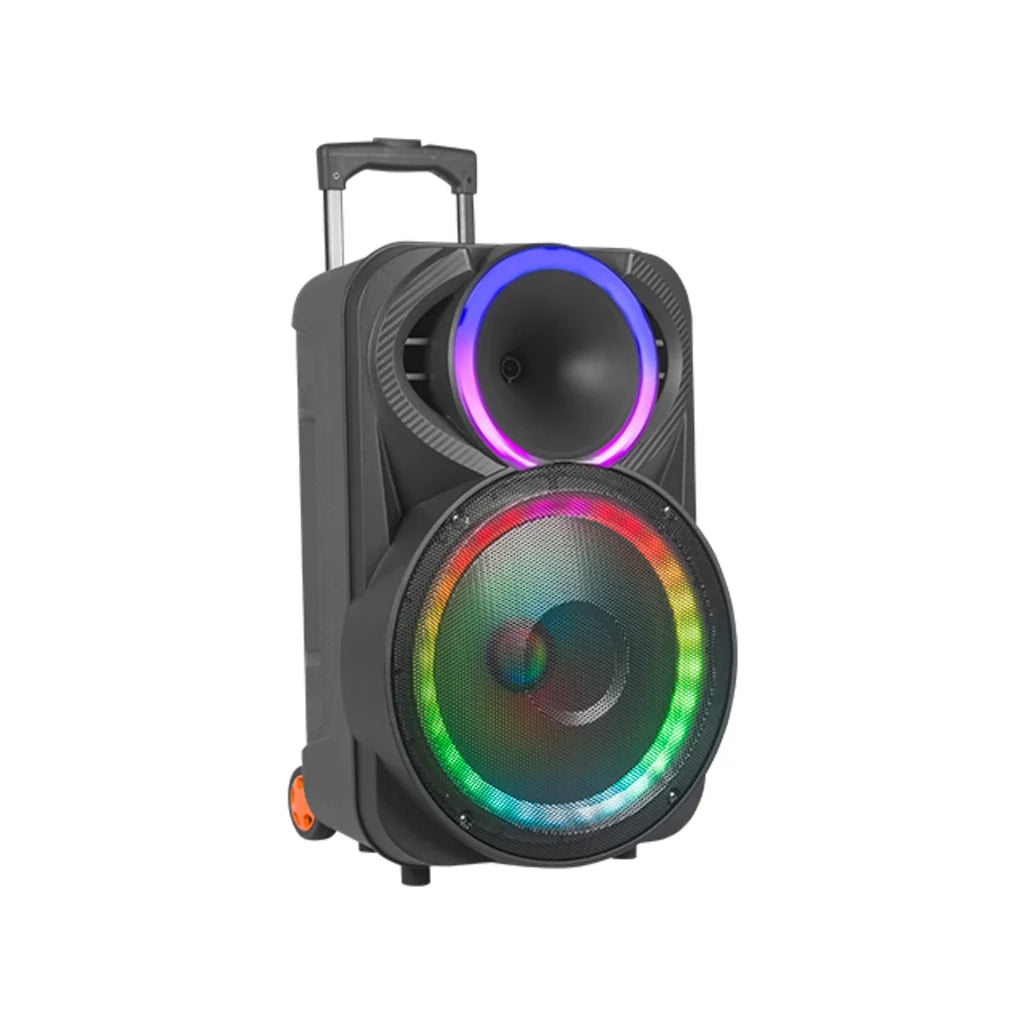 Boxă Portabilă Karaoke 12" KOLAV F1230, 400W PMPO, Acumulator Reîncărcabil, 2 Microfoane Wireless, Bluetooth, RGB LED, TWS, USB/TF, FM Radio, Telecomandă, Bass puternic