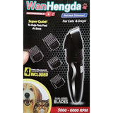 Aparat de ras pentru animale de companie WanHengda, fără fir, reîncărcabil, 4 dimensiuni de cap, negru