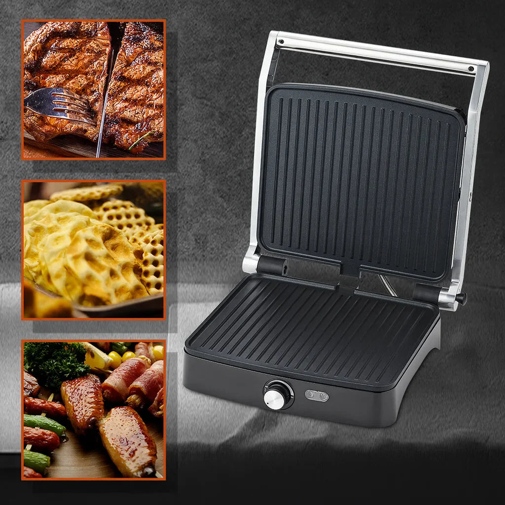 Grill Electric Haley HY-8609, 2000W, Plăci Antiaderente, Deschidere 180°