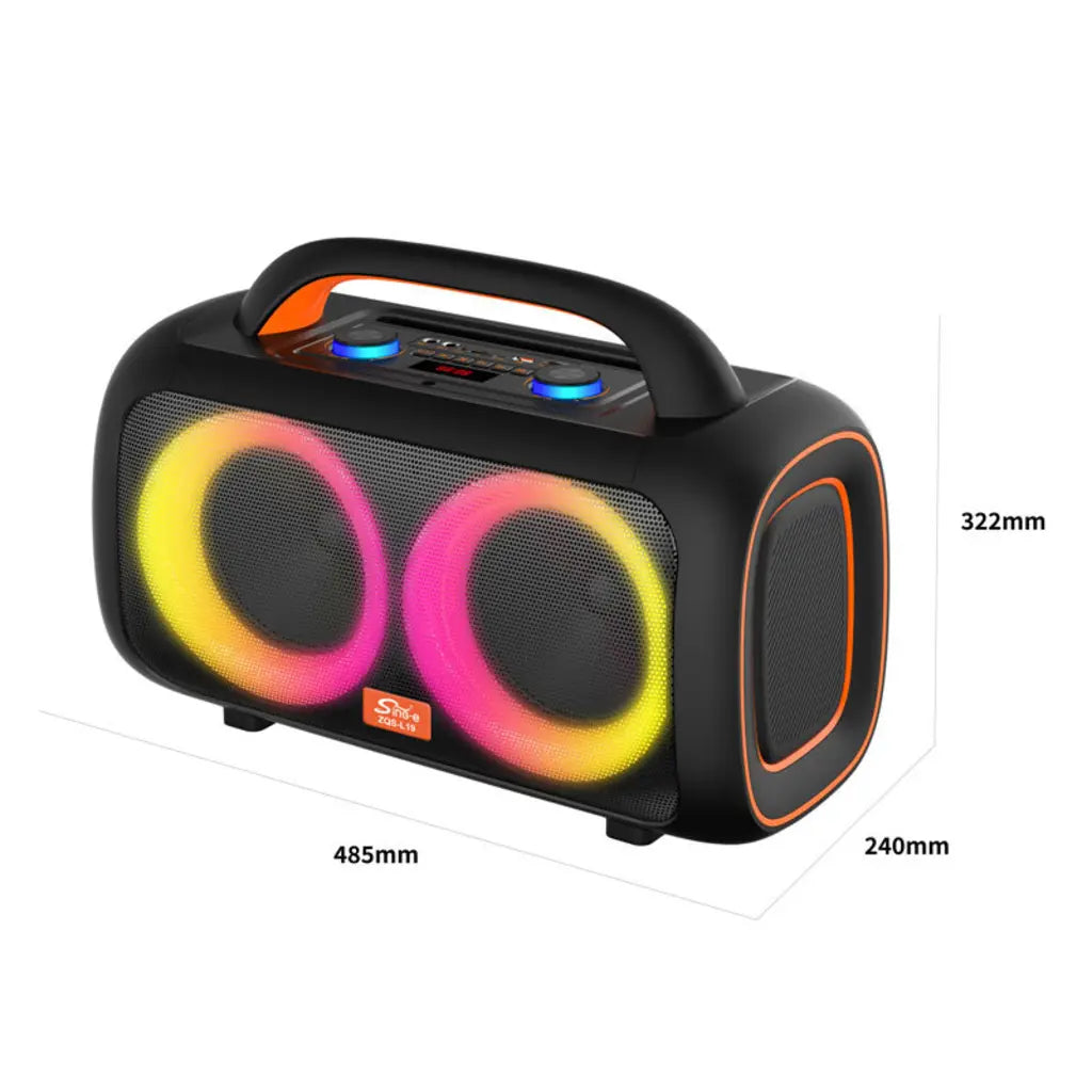 Boxă Portabilă Bluetooth Sing-e ZQS-L19, Karaoke, 1400W, 2 Microfoane Wireless Incluse, RGB LED, USB, TF Card, FM Radio, TWS, Acumulator Reîncărcabil, Negru