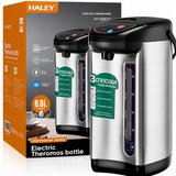 Termopot Electric HALEY HY-6870, 6.8L, 750W, Rezervor Inox SUS 304, 3 Moduri de Dozare a Apei, Indicator Nivel, Argintiu/Negru