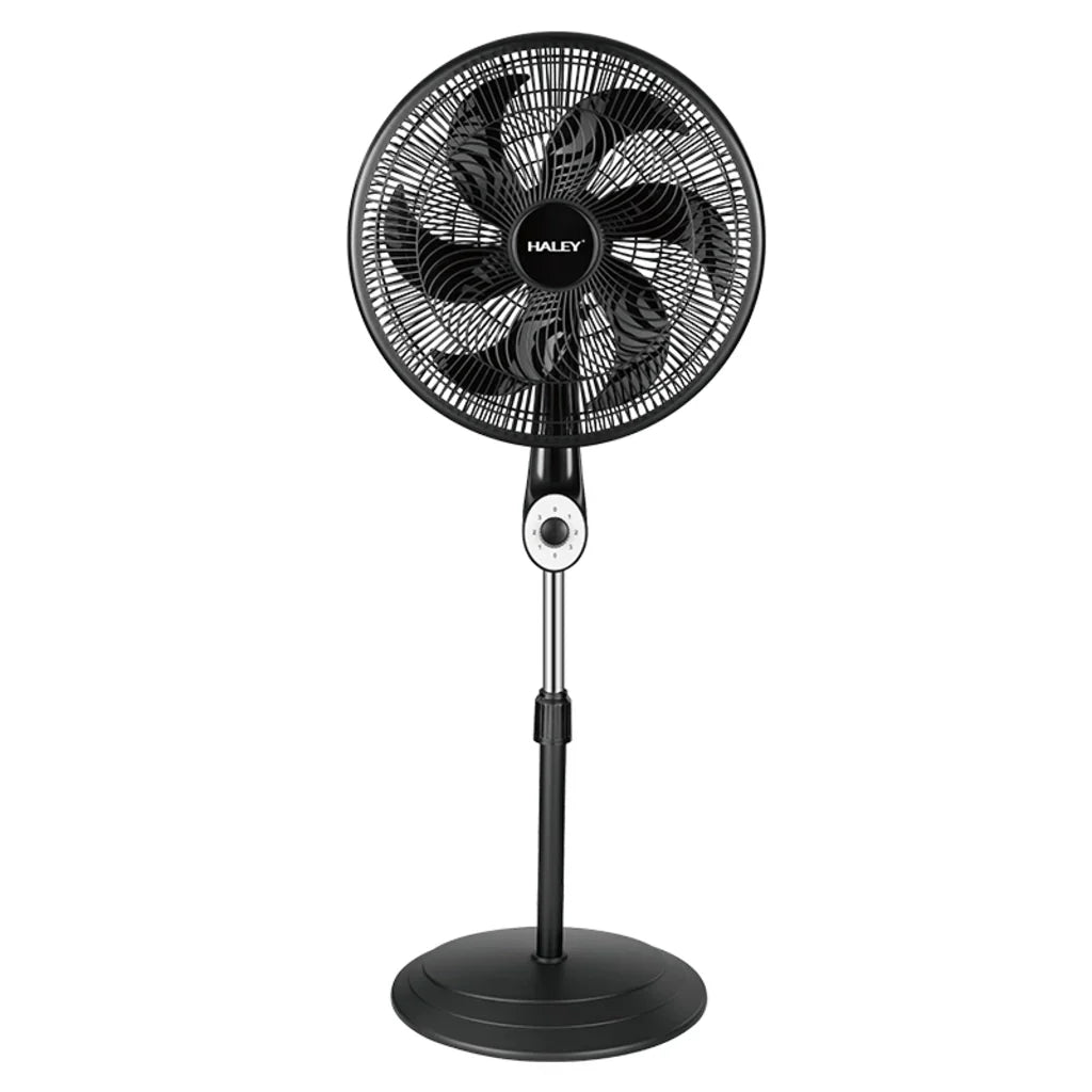 Ventilator cu Picior HALEY HY-6016, 18 Inch, 6 Pale, 3 în 1 (Podea/Masă), 3 Trepte de Viteză, Oscilație Orizontală, Înălțime Reglabilă, Motor Puternic și Silențios, Negru