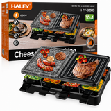Grill Electric Multifuncțional HALEY HY-8610, 10 în 1, 1500W, Raclette cu 8 Tăvițe, Placă Grill și Piatră pentru Gătit, Temperatură Reglabilă
