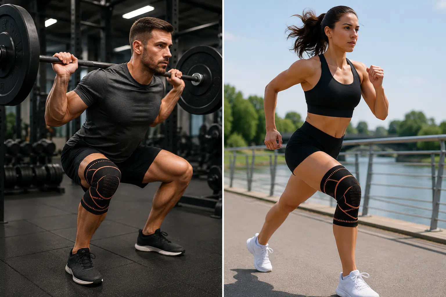 Orteza pentru genunchi elastica ajustabila cu bretele elastice, bandaj cu compresie respirabila, 003, negru