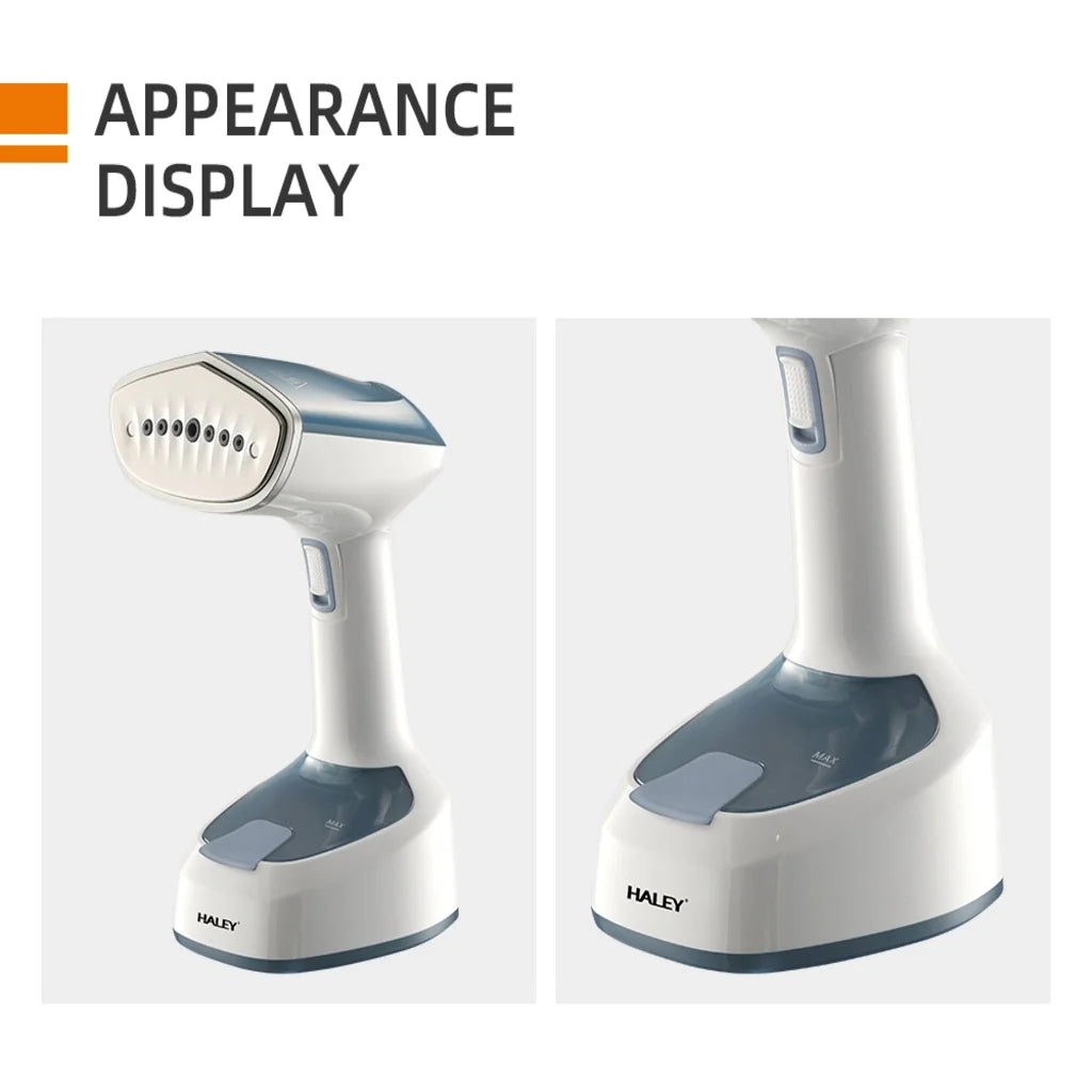 Aparat de Călcat Vertical cu Aburi HALEY HY-329, 1600W, Rezervor 200 ml, Talpă din Inox, Încălzire Rapidă, Pliabil, Alb/Albastru