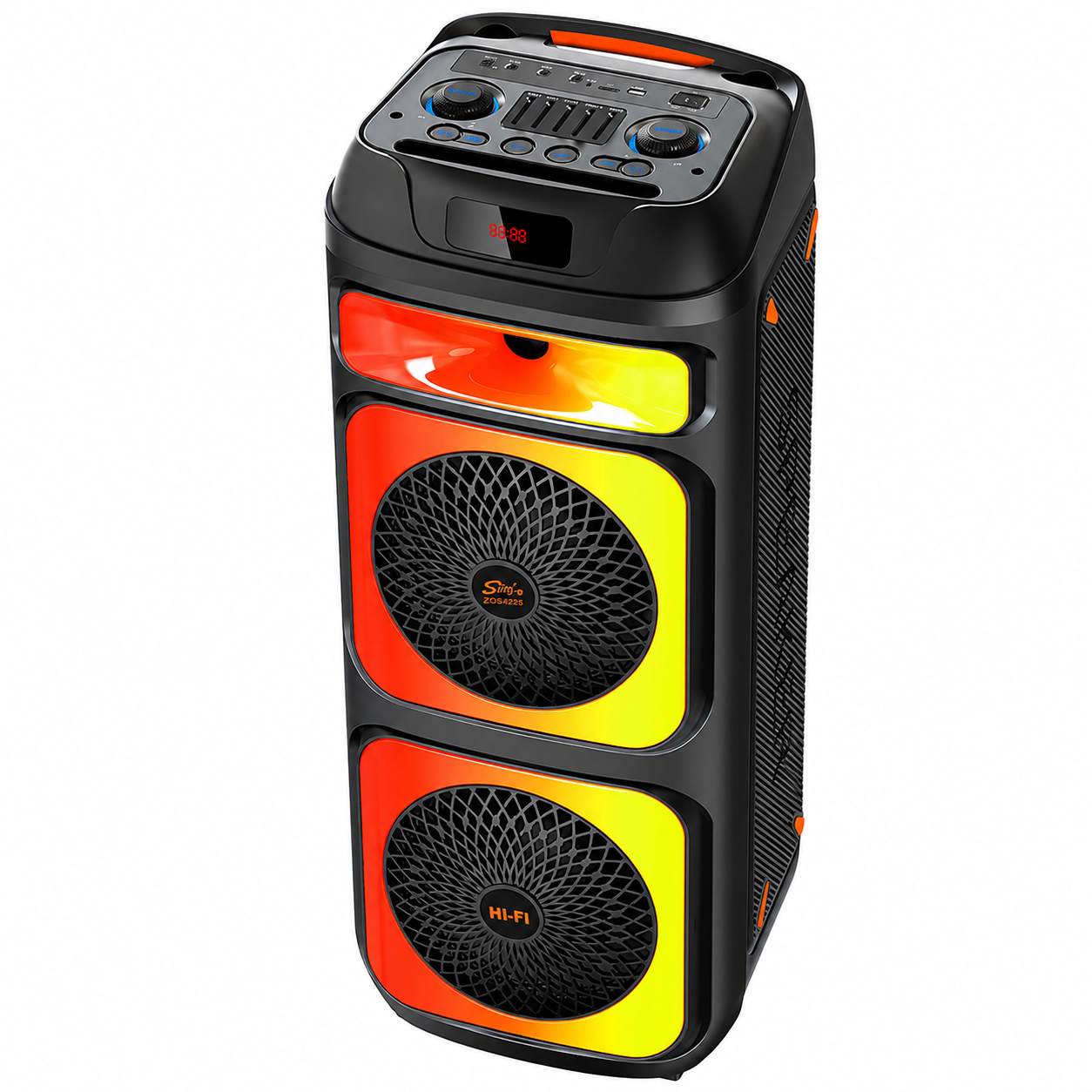 Boxă Portabilă Karaoke Sing-e ZQS10225, Bluetooth, 2x10", 80W, DSP Audio, 2 Microfoane Wi-Fi, LED RGB, Acumulator 6000mAh, Telecomandă
