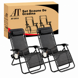 Set 2 Scaune Șezlonguri Portabile Pliabile AT PERFORMANCE® – Zero Gravity, Cadru Aluminiu, Suport Pahar