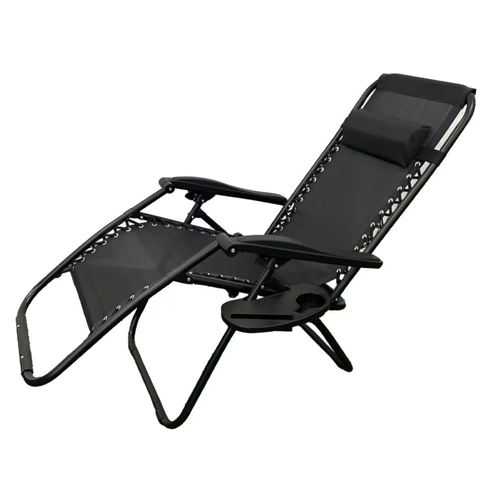 Scaun Șezlong Portabil AT PERFORMANCE®, de Lux, Modern, Scaun Reclinabil, Pliabil pentru Plajă și Grădină, cu Suport pentru Pahare