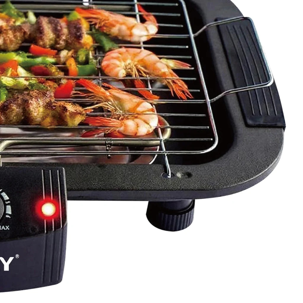 Grătar Electric HALEY HY-8611, 2000W, Grill de Masă cu Temperatură Reglabilă, Grătar Detașabil, Încălzire Rapidă, Suprafață Antiaderentă, Negru