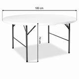 Masă Pliabilă Rotundă AT PERFORMANCE®, Ø180 cm, Cadru Metalic, Blat HDPE, Alb, pentru Evenimente și Catering