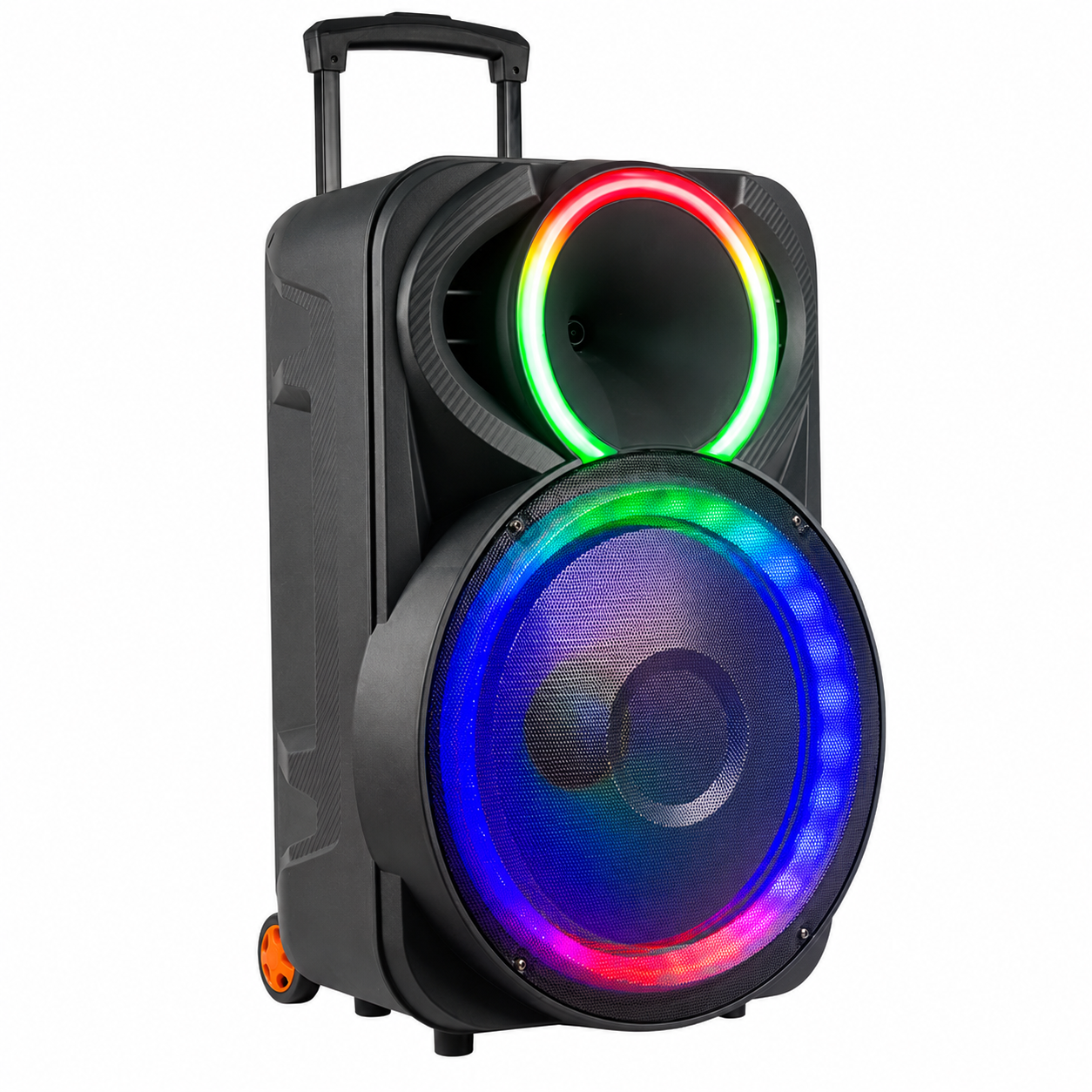 Boxă Portabilă Karaoke KOLAV-F1530, 15", 400W, Bluetooth, 2 Microfoane Wireless, RGB LED, USB/TF, FM, Baterie Reîncărcabilă