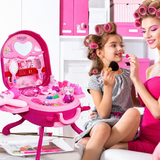 Set de Joacă Machiaj pentru Fetițe AT Performance®, 36 Piese, Valiză 2 în 1 Transformabilă, Accesorii Cosmetice de Jucărie, Roz, 3+ Ani