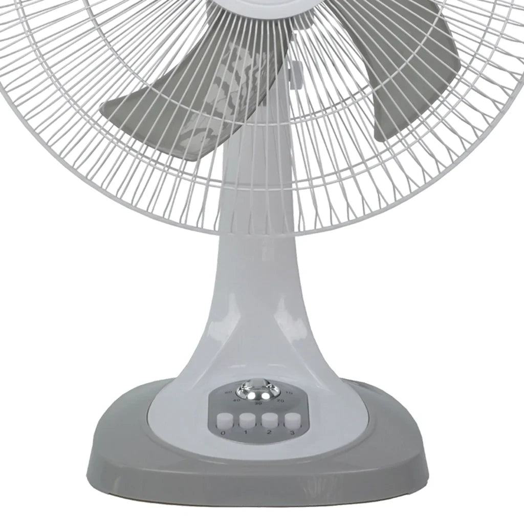 Ventilator de Masă HALEY HY-6018, 16 Inch, 5 Pale, 3 Trepte de Viteză, Oscilație Orizontală, Motor Puternic și Silențios, Alb