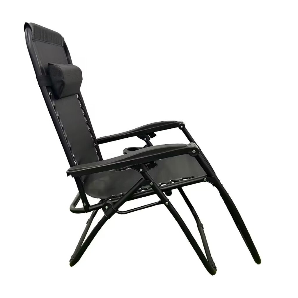 Scaun Șezlong Portabil AT PERFORMANCE®, de Lux, Modern, Scaun Reclinabil, Pliabil pentru Plajă și Grădină, cu Suport pentru Pahare